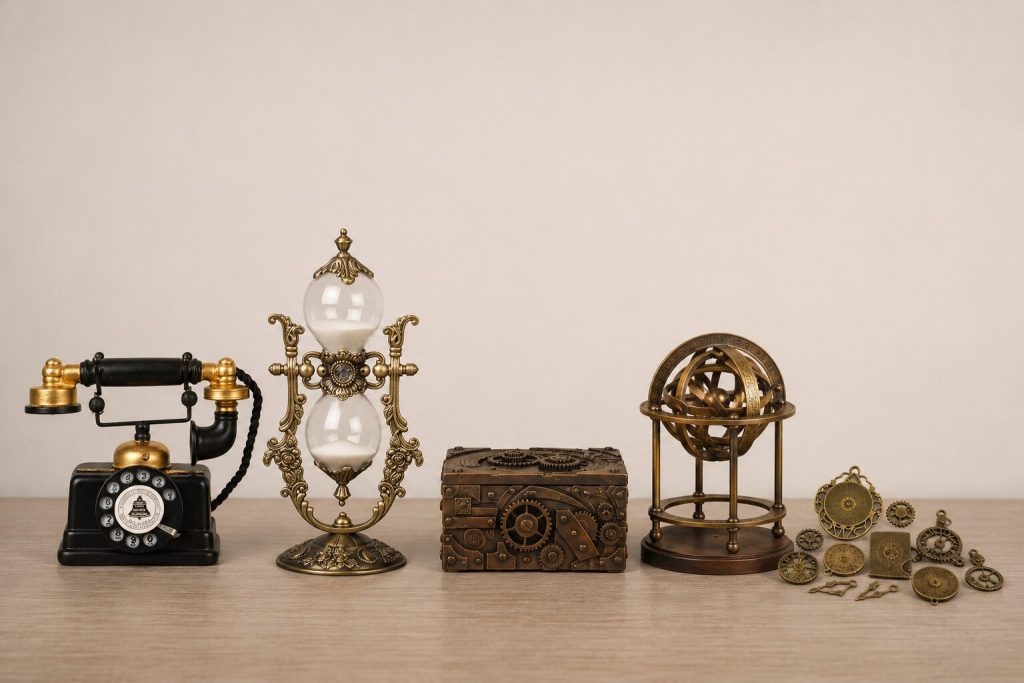 Scale comparison - all five products photographed at the same distance showing relative sizes