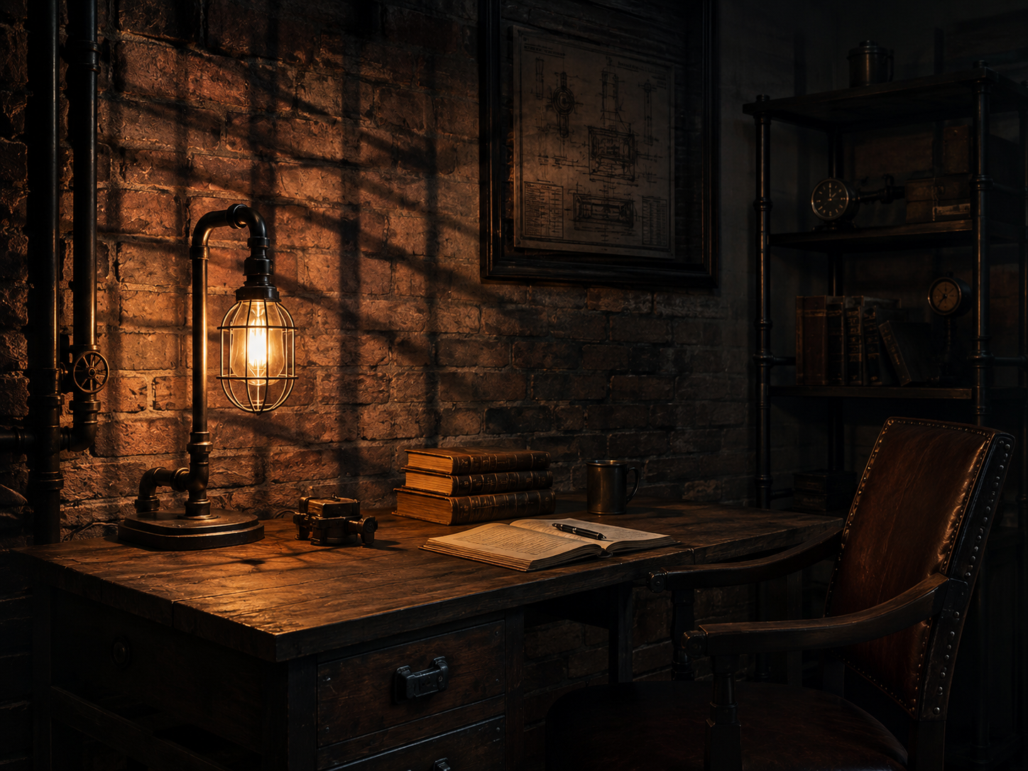 Steampunk Desk Lamp Placement: The Rule of Three for a Working Study